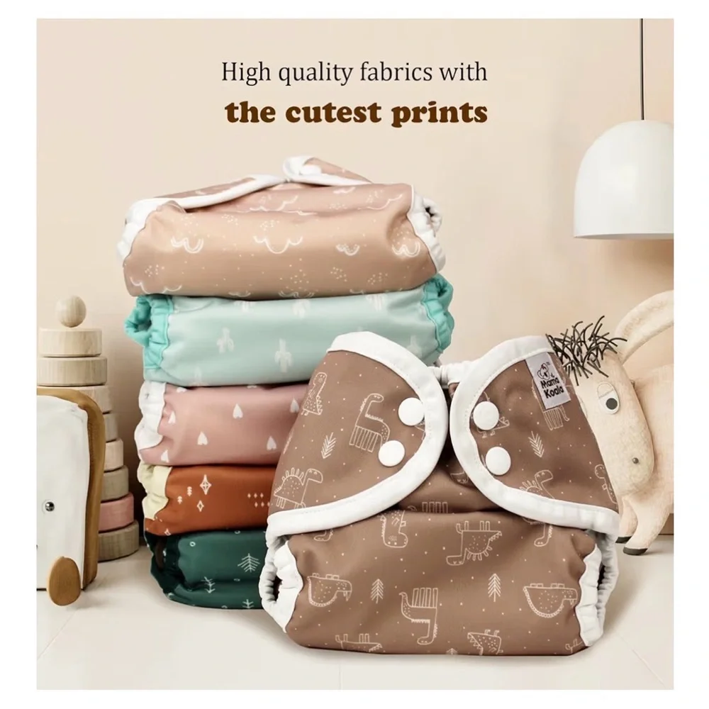 Mama Koala Cloth Diaper Covers w/Double Gusset,Snap Closure,M-Simply Neutrals